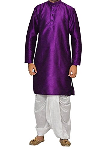 Dhoti Kurta Púrpura Traje Indio Cómodo Ropa Étnica Lista para Vestir