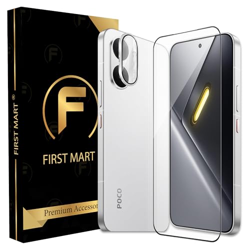 Image of FIRST MART Tempered Glass for Poco X8 Pro Max 5G with Silver Camera Ring Guard & Installation Kit | HD Clear Edge-to-Edge Screen Protector, Scratch Resistant, Case-Friendly | Pack of 1