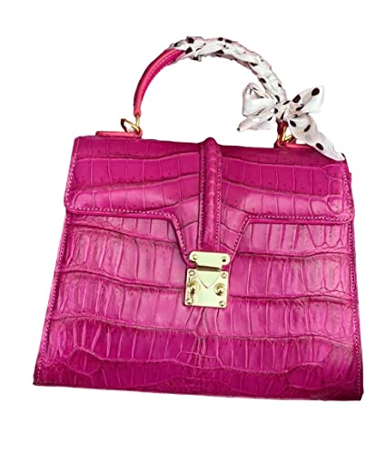 Genuine Pink Crocodile Alligator Leather handbag, Crocodile Women Tote, Alligator Women Purse, Lady Bags
