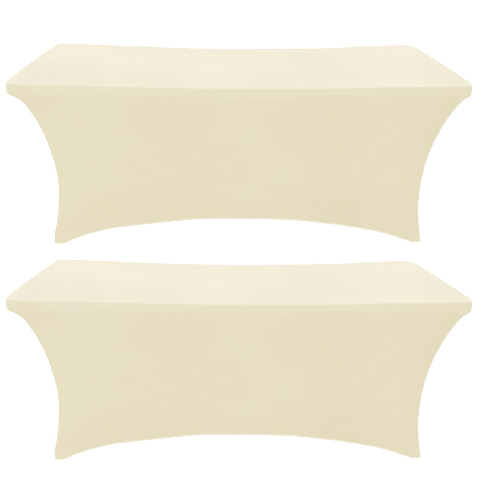 SEPARO 2 Pack 6 Ft Beige Spandex Table Cover Fitted Rectangular Tablecloth Stretchable Fabric Table Cloth 6 ft Wrinkle-Free for Party Tradeshows Banquet Weddings Cocktail