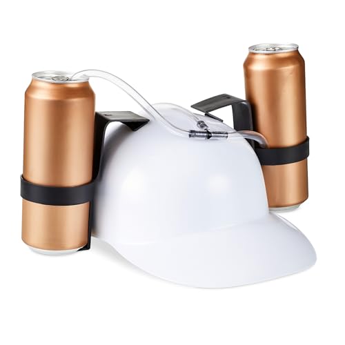 Relaxdays Gorra Cerveza para Dos Latas, PVC, 13 x 32 x 28 cm