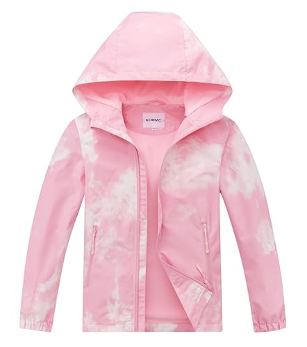 Image of Boys Girls Rain Jackets Waterproof Hooded Fleece Raincoats Lightweight Windbreakers for Kids