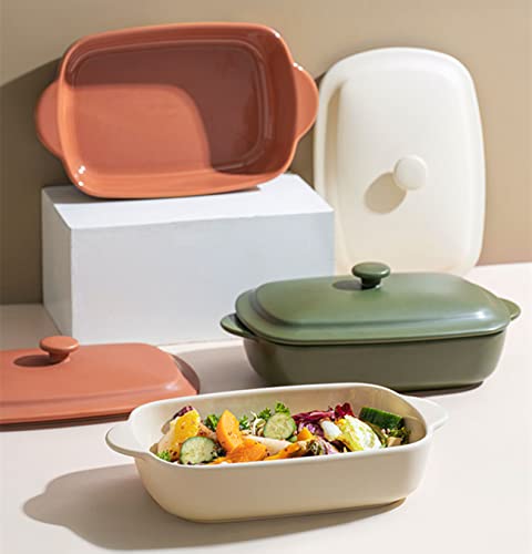 Oisiikits Ceramic Casserole Dish With Lid,33Oz Casserole Dish Set, Covered Rectangular Baking Dish With Lid Oven Safe, Deep Casserole Cookware Bakeware Set,12X6.7X2.3Inch #TOP5