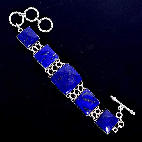 Bracelet lapis-lazuli argent anti-ternissement fermoir toggle