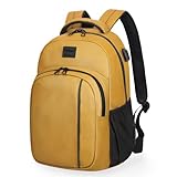 Goloni 15.6 Travel Laptop Backpack with USB Charging Port, Men Man Women Back Pack,Work,Casual College,High Schol Book Bag for Teens Lightweight Waterproof Casual Notebook Bag,Yellow