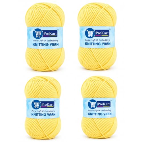 Image of ProKart Premium Woolen 4 Ply Hand Knitting Wool Yarn | Fine Weight Soft Yarn for Sweater, Scarf, Hat, Baby Clothes, Purse, Gift Bags & DIY Craft Accessories (Corn Field, 100gms x 4 Pack) - PRO13