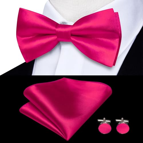 Image of Hi-Tie Men Suspender Bowtie Set Suspenders Pre-tied Bow Tie Pocket Square Cufflinks Adjustable Y Shape 6 Clips Braces Tuxedo