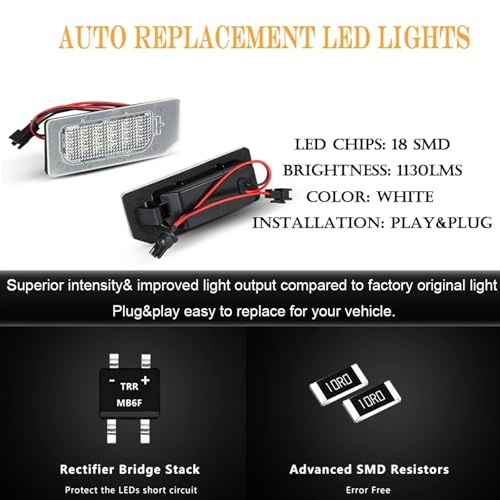 Luces matrícula LED blancas de alta intensidad 6000K para Mitsubishi Outlander Sport sin fallo 6