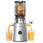 Cold Press Juicer, Slow Masticating Juicer Machines with 5" Feeding Chute Fit Whole Fruits&Vegetables, Stainless Steel Slow Masticating Juicer Easy to Clean, 99.6% Juice Purity, 1.5L Capacity.