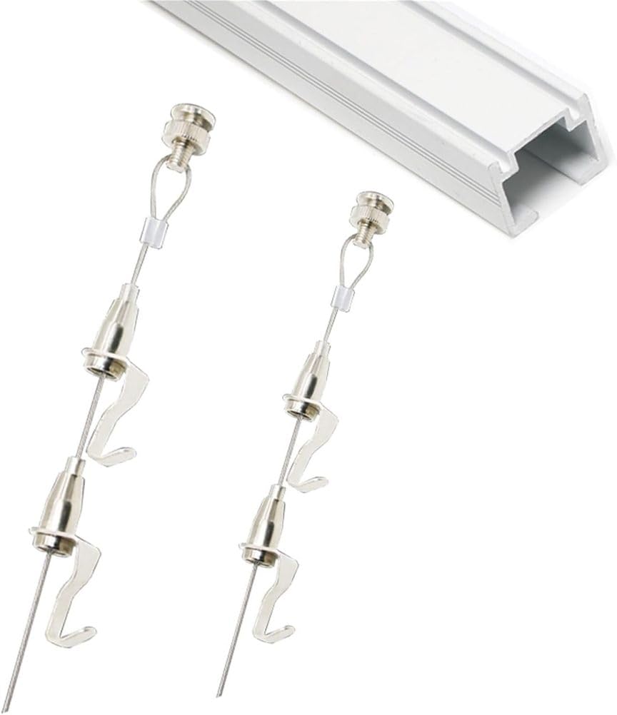 Système de Suspension de cimaise à Tableau Robuste, Travail encadré de galerie pour cintres de cimaise et Photos de Famille de l'église à la Maison de la chaîne,Blanc,100cm(3.3ft) Cord
