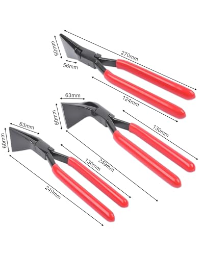 3 Stück Falzzange Blechzange Set: 0° 45° 90° Abkantzange Satz Spengler Werkzeug - 270 mm Länge (Rot 3)