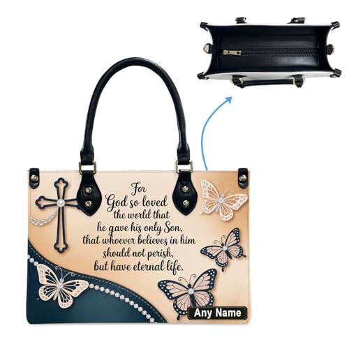 Personalized Leather Handbag with Your Name and Zipper, Perfect Gifts for Christian Gifts For Women - Mother's Day Gifts, Church Bags for Women, Bible Bag, Purses For Moms, Personalized Bags ZvKmbg4