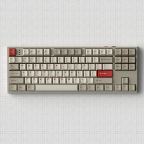 Image of Retro Style Dye-sub Keycaps, 163 Keys Cherry Profile, Double Shot Keycaps Set, Custom Key caps for MX Switches Mechanical Keyboard(Classic Red)