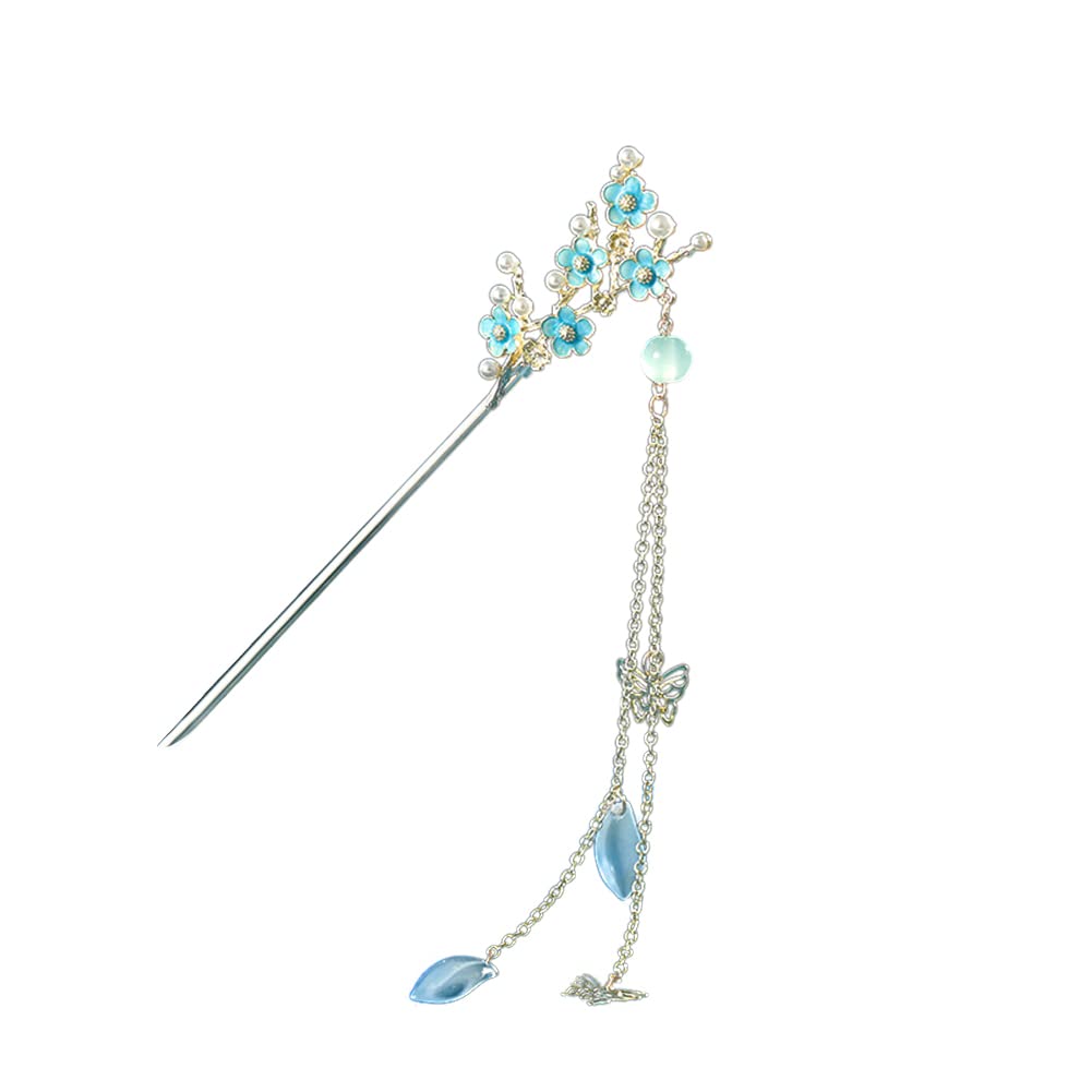 Chinesische Haarnadeln Mit Metall & Perlen – 2 Stück Vintage Haarstäbchen Mit Opalblumen-Dekor