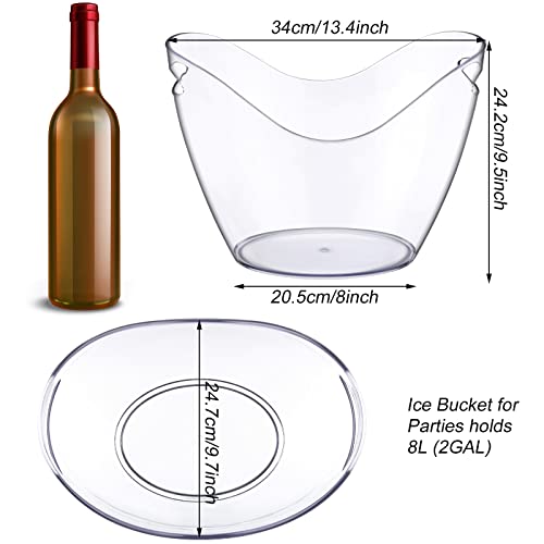 4 Pack 8L Ice Buckets Large Ice Beer Bucket Clear Acrylic Drink Cooler Plastic Ice Beverage Tub Champagne Bottles Ice Bucket Wine Chiller Bin Drink Buckets for Party Barbecue Picnic Home Bar - Thumbnail 2