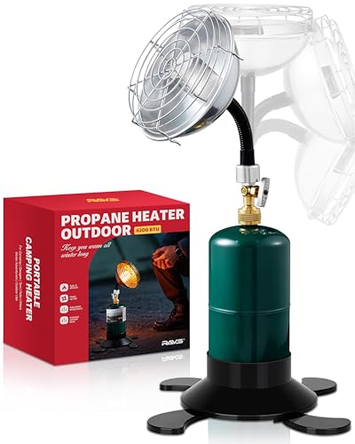 Ravs Portable Propane Heater for Camping, 6500btu Outdoor Tent Heater with Foldable Tank Holder, Multi-Angle Adjustment, Golf Cart Heater for Hiking, Ice Fishing, Hunting, Backyard, Fuel not Included