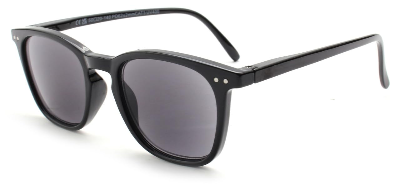 I-Sential Reading Sunglasses Black Flex Temples UV400 Black Lens Sun Readers Mens Womens Tinted Glasses & Case +1.00 - Image 3