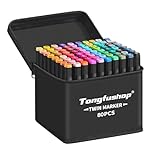 Tongfushop Marcatore 80+2 Colori, Pennarelli ad Alcool, Pennnarello a Doppia Punta, Marker Set con Borsa e Distanziatore, Adatti per Sketch, Colorare, Illustrazioni, Disegnare, Anime