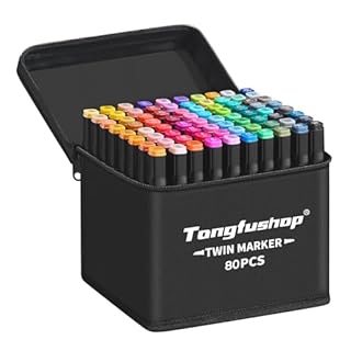 Tongfushop 80 Colored Alcohol Markers, Quick-Drying Dual Tip Colouring Pens for Adults, Kids,Beginners, Permanent Art Marker Pens for Drawing, Sketching, Anime, Manga & Fun Doodling With Carrying Case