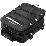 PYKES PEAK バイク用 シートバッグ 8-12L 大容量 レインカバー付き 固定ベルト ショルダーベルト 付き 日帰り バイク ツーリング アウトドア ツーリングバッグ リアバッグ ツーリングストリーム 【薄型 ブラック】