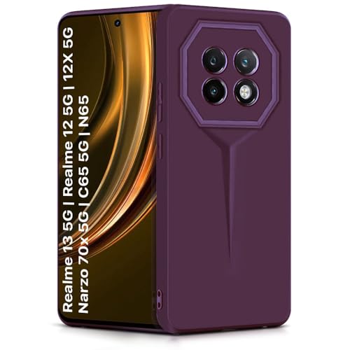 Image of WOW IMAGINE Back Cover for Realme 13 5G | Realme 12 5G | 12X 5G | Narzo 70x 5G | C65 5G | N65 | Blade Series Ultra Case | Camera Protection | Soft Matte Silicone Flexible Mobile Case - Purple