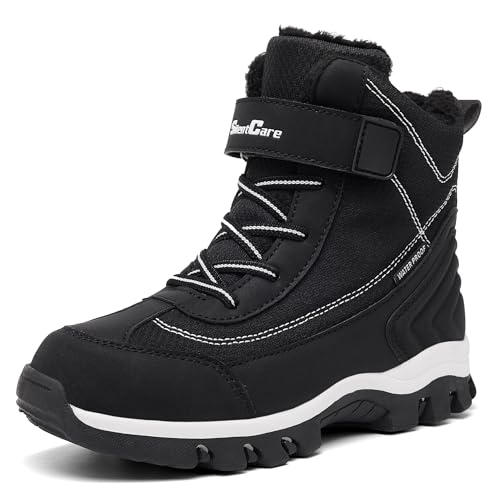 SILENTCARE Boy's Snow Boots Winter Waterproof Slip Resistant Warm Fur Lined Cold Weather Kids Shoes...