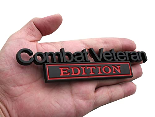 1pc Combat Veteran Edition Emblems 3D Raised Decals Exterior Truck Stickers Fender Veteran Badges Replacement for F150 F250 F350 Chevy Silverado 1500 2500 Chevrolet C10 C15 (Black Red)