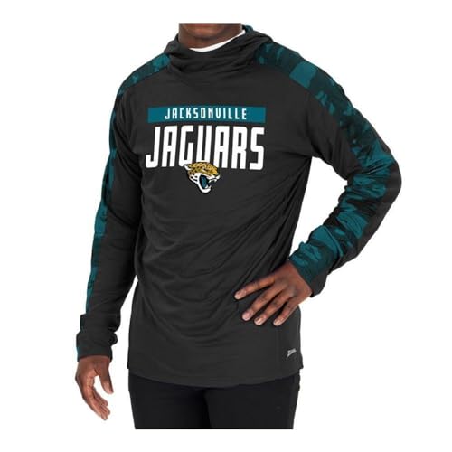 Zubaz Officially Licensed Men's NFL Solid Elevated Lw Hooie with Team Camo Liner, Jacksonville Jaguars, Size X-Large