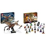 LEGO 76406 Harry Potter Ungarischer Hornschwanz, Drachen Spielzeug, Figur aus der Wizarding World, Fanartikel & 76404 Harry Potter Adventskalender 2022 mit Brettspiel, 7 Minifiguren