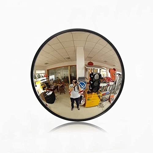 Wide Angle Rearview Mirror, Acrylic Traffic Mirror, Indoor Circular Black Convex Mirror, Diameter Blind Spot Mirror(21cm)