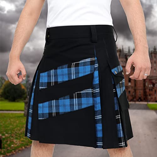 DSS KILTS- Men's Modern Hybrid Cotton & Tartan Cross Strip Designer Kilts for Weddings2