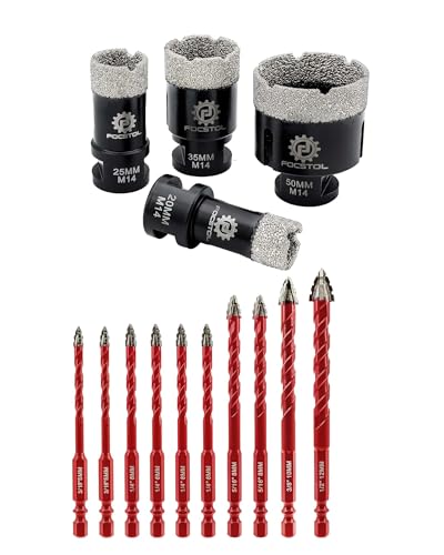 Kit Foret Diamant Carrelage Scie Cloche FOCSTOL Set Foret Sec 5mm 6mm 8mm 10mm 12mm