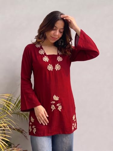 Image of ANNI Designer Cotton Short Kurti for Women | Stylish Kurti | Short Kurti Top | Casual Kurta for Women | Comfortable Cotton Kurtis for Womens