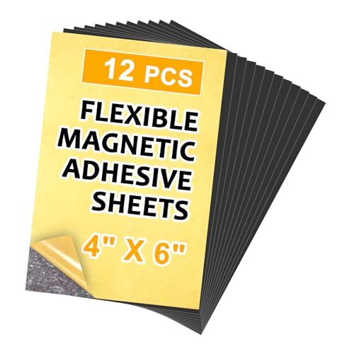 Towjug Adhesive Magnetic Sheets, 4" x 6", 12 Pack