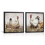 Artmyharbor Kitchen Pictures Wall Decor Farmhouse Rooster Print Black Frame Wall Art