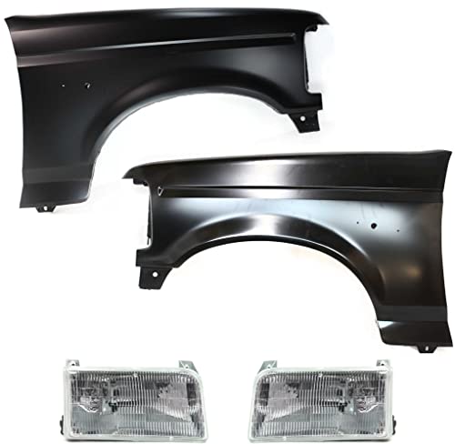 Evan-Fischer Front Fender Set Of 4 Compatible With 1992-1996 Ford Bronco, Fits 1992-1996 Ford F-150 Primed Steel Driver And Passenger Side #TOP13