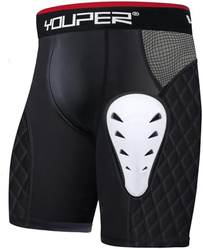 Youper Adult Elite Compression Padded Sliding Shorts w/Protective Athletic Cup for Baseball, Football