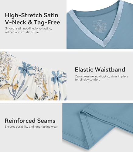 Image of WiWi Viscose from Bamboo Pajamas Set for Women Super Soft Short Sleeve Cooling Summer Plus Size Pjs Sets Sleepwear S-4X