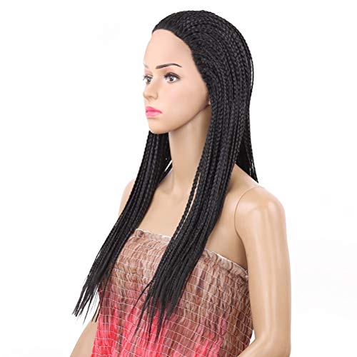 Lurrose Peruca de cabelo trançada feminina fashion preta natural peruca trançada natural de aparênci