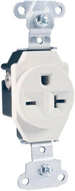 Legrand Pass & Seymour 5851WCC8 20 Amp 250V Specification Grade Single Receptacle Outlet, NEMA 6-20R, Side Wire, White (1 Count)