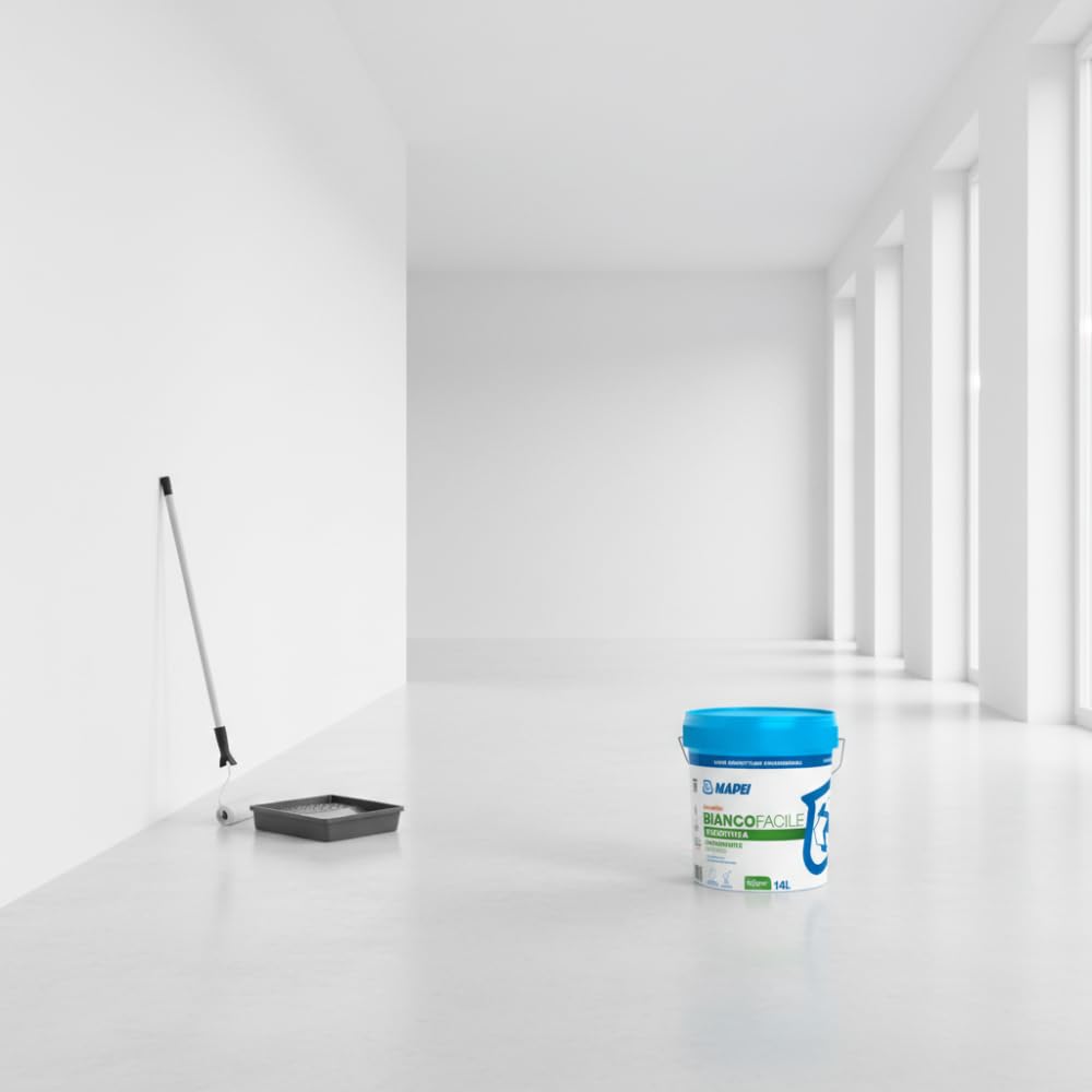 MAPEI Dursilite Bianco Facile Idropittura Traspirante per Interni, 14 Litri, Bianco, Finitura Opaca, Classe A+