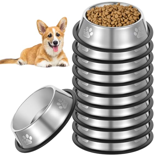Kifmurase 12PCS Stainless Steel Dog Bowls, 7OZ Metal Feeding Bowl