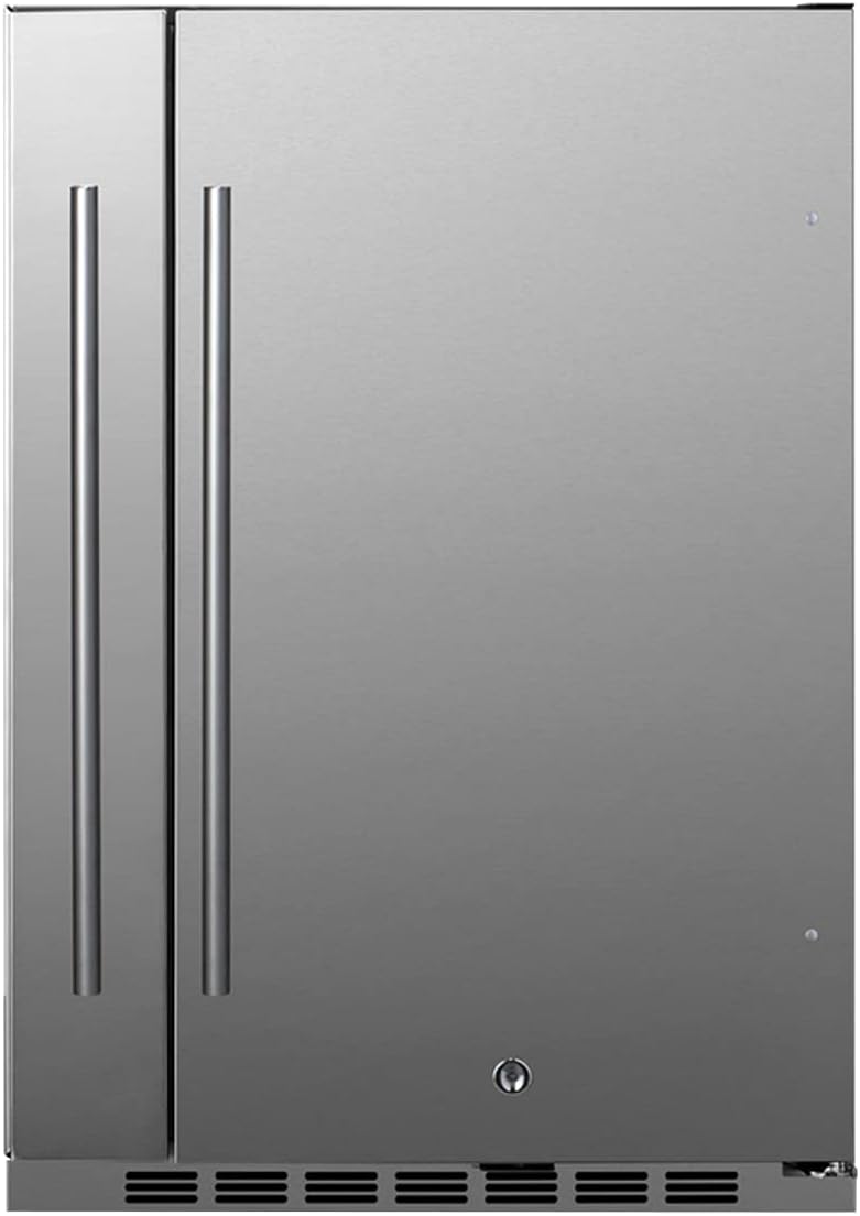 Summit 24” Shallow Depth Refrigerator, Built-in, Outdoor Refrigerator, 3.13 cu.ft. Capacity, Storage, Stainless Steel- SPR196OS24