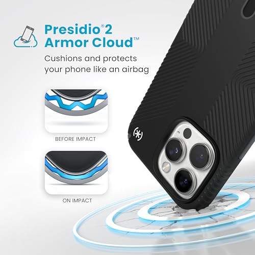 Image of Speck Presidio 2 Grip iPhone 16 Pro Max Case - MagSafe and ClickLock - Slim Black /Slate Phone Case