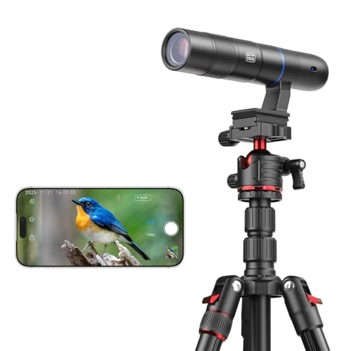 45X Wireless Digital Telephoto Lens with Tripod, High Power HD Electronic Telephoto Phone Lens with 2.4G Wi-Fi App Connect, 1500mAh Battery for Birdwatching, Watch Concerts, Watch Match, Moon Viewing