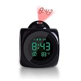 TechKen Projection Alarm Clock Voice Alarm Clock with Digital LCD Screen with Home Electronic Thermometer Time Wall Ceiling Projection, Cute Design for Living Room and Bedroom