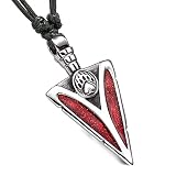 Magic Human Bear Claw Viking Norse Necklace - Sparkling Red Crystal Arrowhead Grizzly Paw Pendant - Stainless Steel Tooth Amulet for Protection - Jewelry for Men and Women - 24' Adjustable Cord