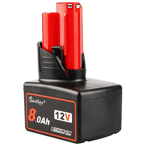 Waitley M12 12V 8Ah Ersatzakku für Milwaukee M12 Li-ion Akku 48-11-2411 48-11-2440 48-11-2402 Werkzeuge Cover