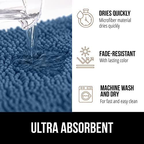 Image of GORILLA GRIP Bath Rug Mat 70x24, Thick Soft Absorbent Chenille, Quick Dry Microfiber Mats, Rubber Backing Washable Shower Floor Rugs, Bathmat Runner, US Designed Bathroom Home Decor Accessories Blue