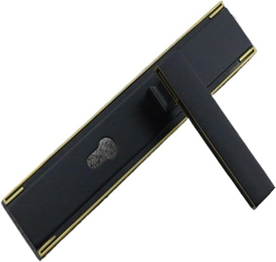 Chinese Style Yellow Bronze Bedroom Door Lock Silent Modern zinc Alloy Wooden Door Simple Indoor Split Lock(523L 323 Black and Yellow Ancient)